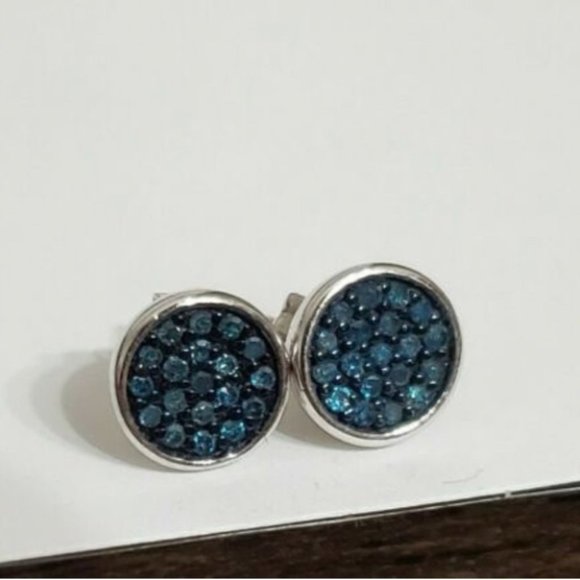Jewelry - Sterling Silver Natural Blue Diamond Earrings